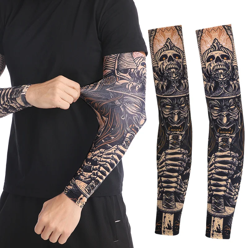 Street Tattoo Arm Sleeves Animal Sunscreen Sleeve Sun UV Protection Tiger Wolf China Arm Sleeves for Outdoor Riding Sleeves