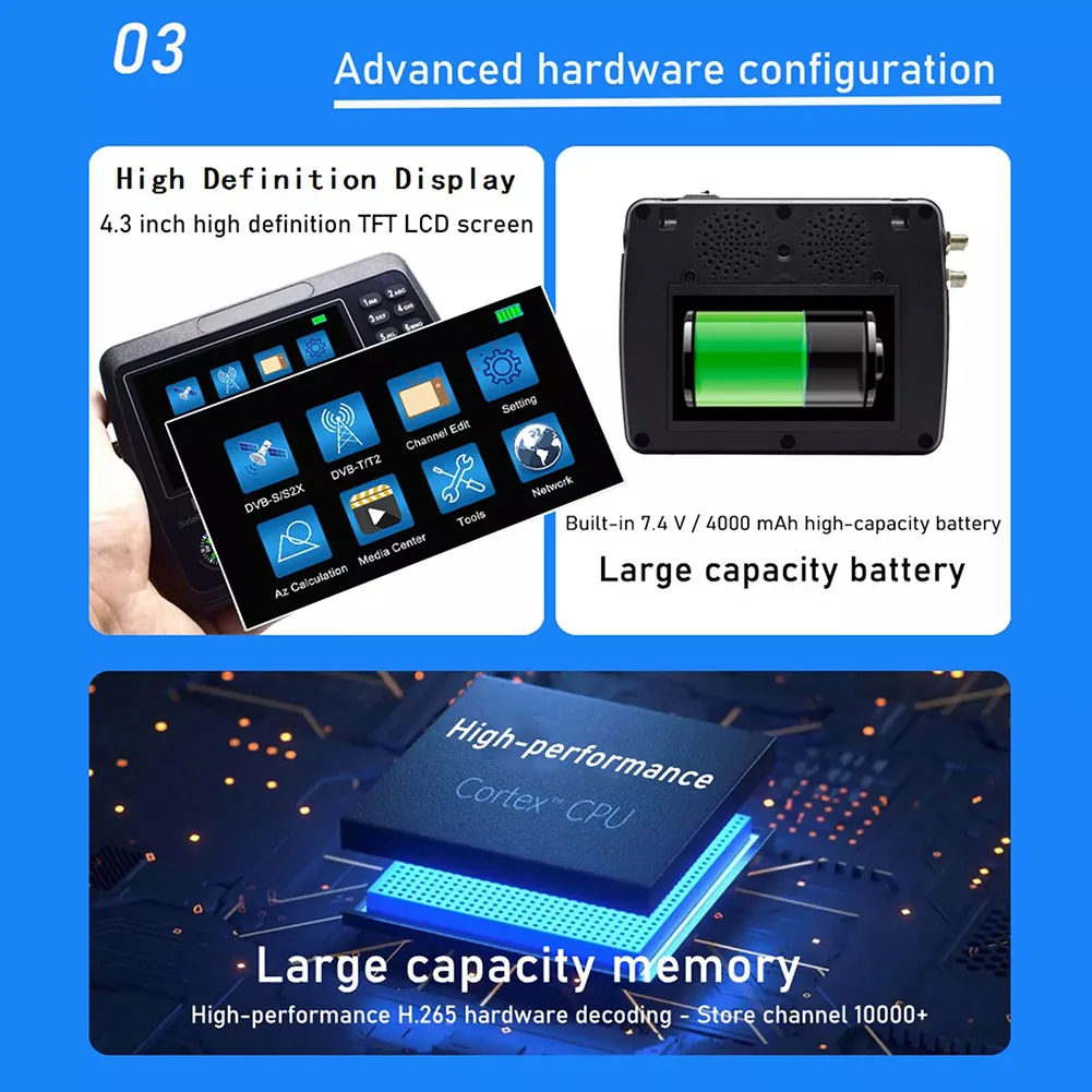 For Satellite Finder V10 Digital Meter with 8 Favorites Group Selections Channel Move Lock Skip Delete Rename Find Sort Options