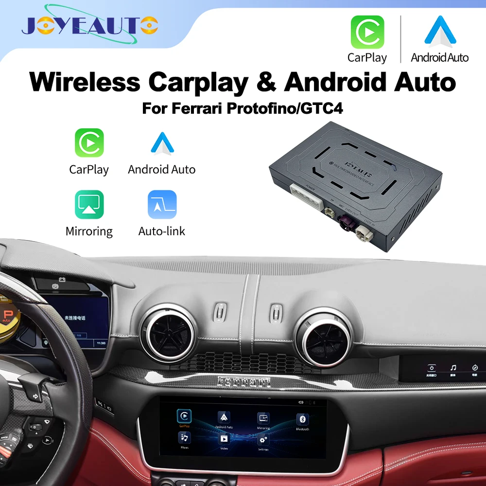 Joyeauto Wireless CarPlay Android Auto Retrofit Interface for Ferrari Protofino/GTC4 Mirror USB Flash Play Support OEM Mic Cam