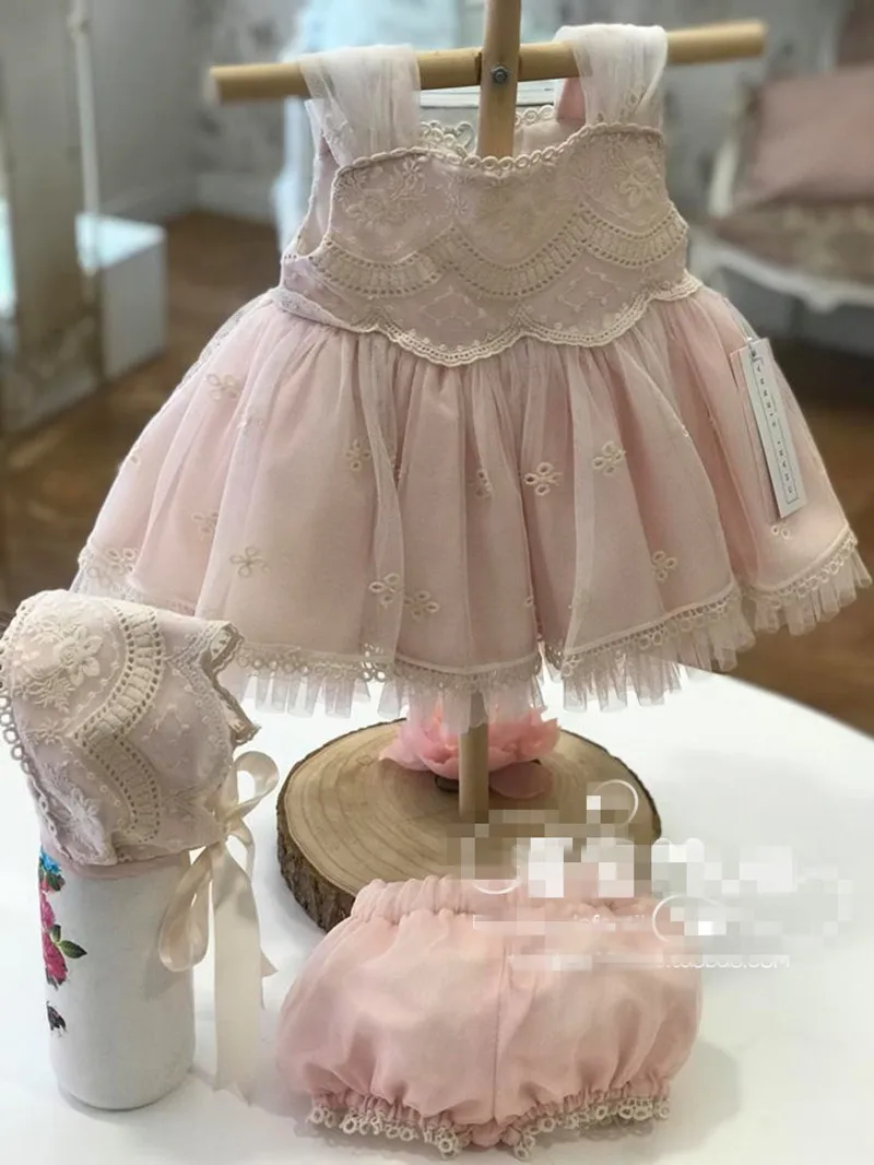 

Spanish children's princess dress 3-piece set court style Lolita skirt lace mesh sleeveless