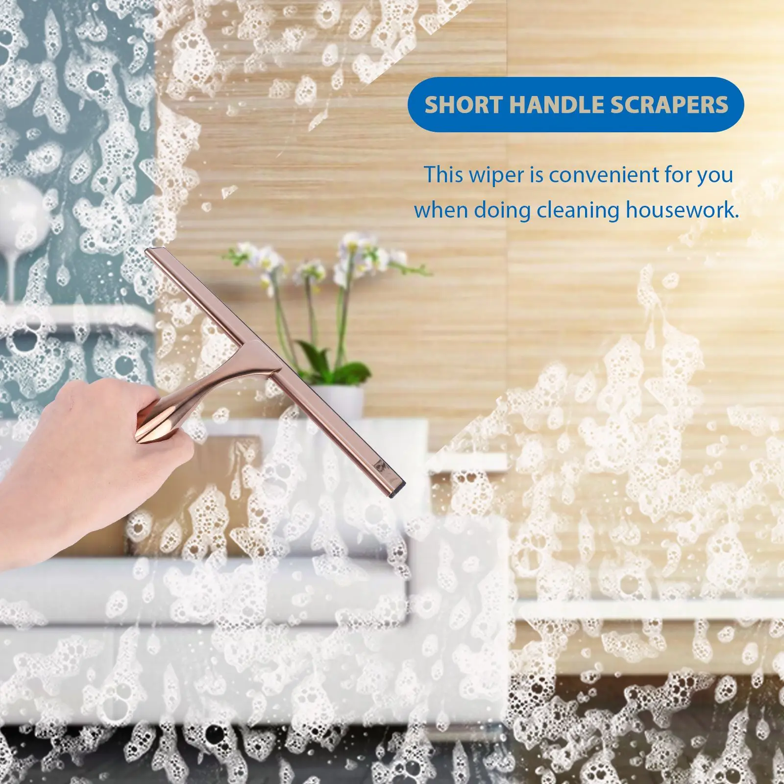 

Stainless Steel Window Squeegee Shower Doors Squeegee Wiper with Hook Mirror Glass Cleaning tool Kitchen Bathroom clean supplies