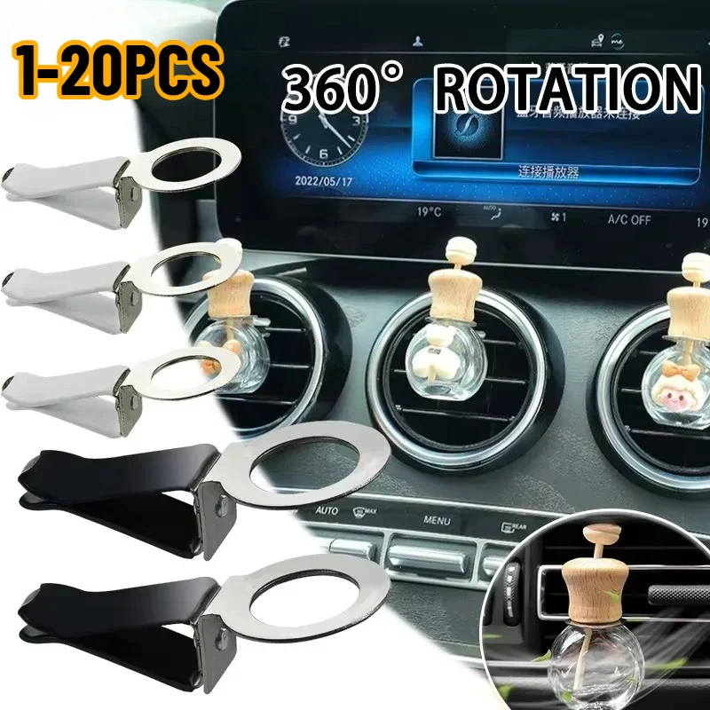 1-20PCS Car Vent Perfume Clip 360 Rotatable Holder with Durable Spring Clip for Aromatherapy Bottle Vehicle Interior Decor