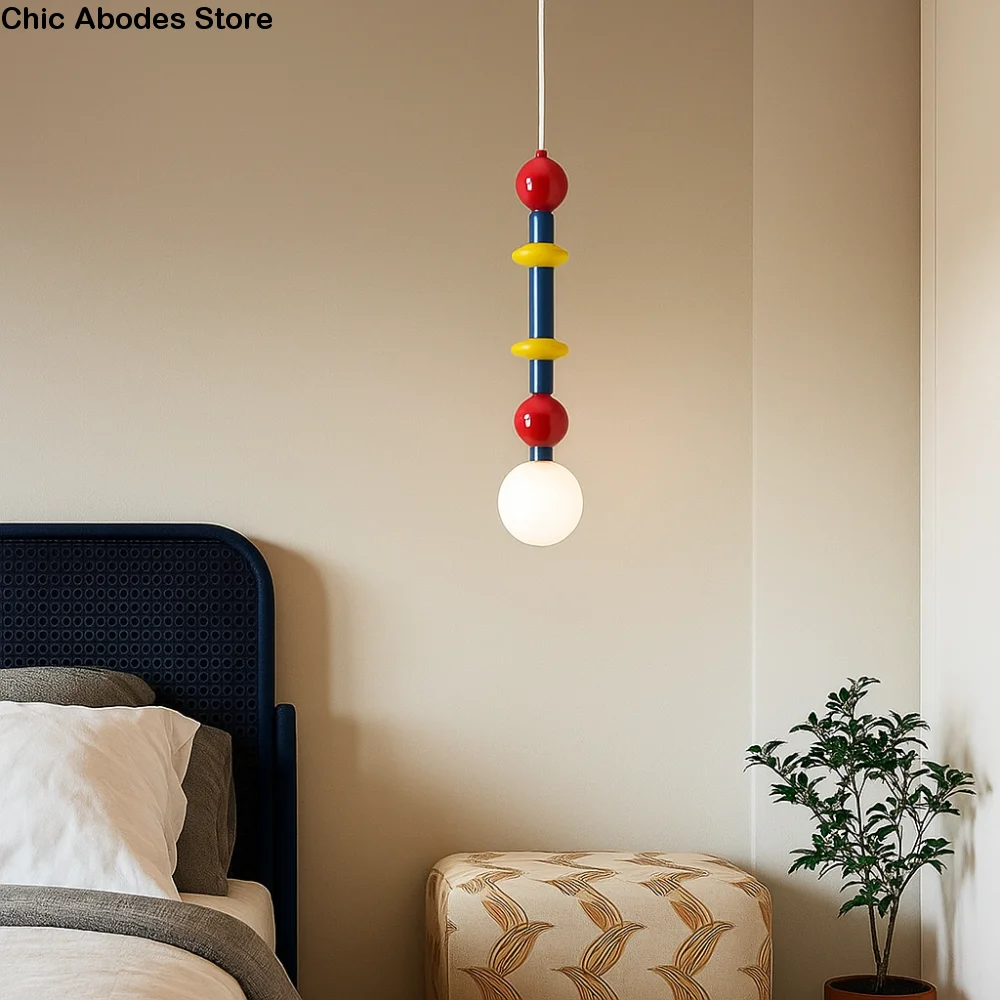 

Ball Glass Colorful Pendant Light Red Yellow Blue Modern Glass Lampshade Macaron Design Chandelier Nordic Ceiling Lamp