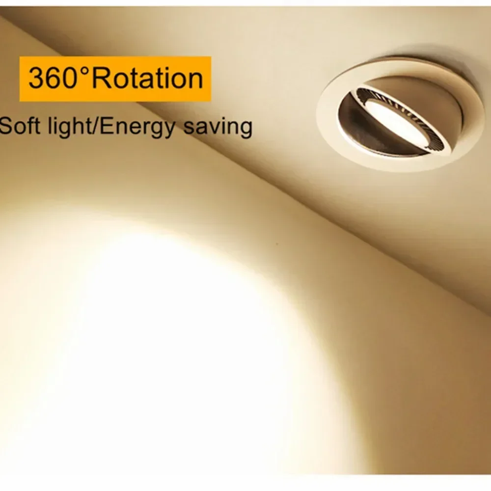 Dimmable Led downlight 360 Degree Rotating Ceiling Spot Light 5w 7w 10w 12w Recessed LED Ceiling lights for Indoor led Spotlight