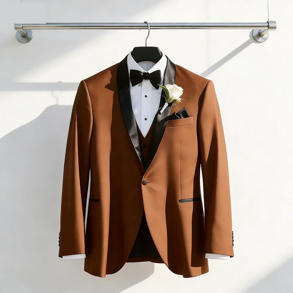 

MarfimTuxedo Shirt for Men Fine Fit Wedding Ceremony Smoking Gentleman's Suit Solid Color Men's Ternos Fe Trajes Para Hombre