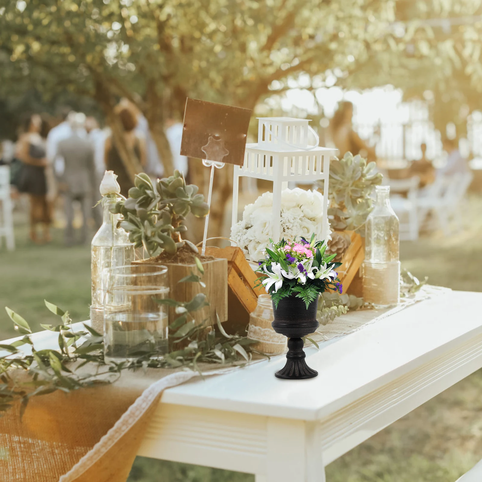 

1pc Iron Flower Pot Metal Floral Vase For Home Garden Decor Desktop Ornament Wedding Centerpiece Flower Arranging Container