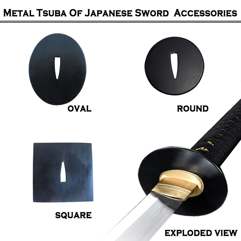 Tsuba Guard, Tsuba For Katana, Wakizashi, Iron Laser Cutting, Square, Round Shape, Simple Theme, Sword Decoration