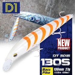D1 Sea Fishing Lure 130mm 27g Artificial Sinking Hard Wobblers Depth 40-70cm Long Casting Minnow Jerkbait For Bass Trout Tackle
