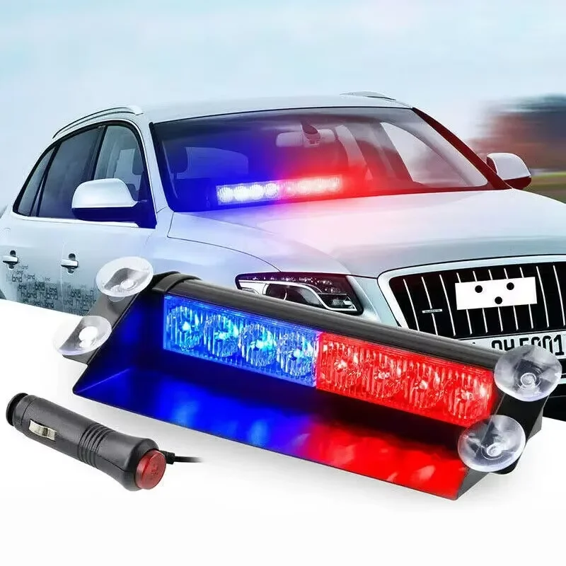 8 LED Universal Car Strobe Light Flasher Vehicle Windshield Flashing Warning Signal Lamp Red Blue  Emergency lights 12V