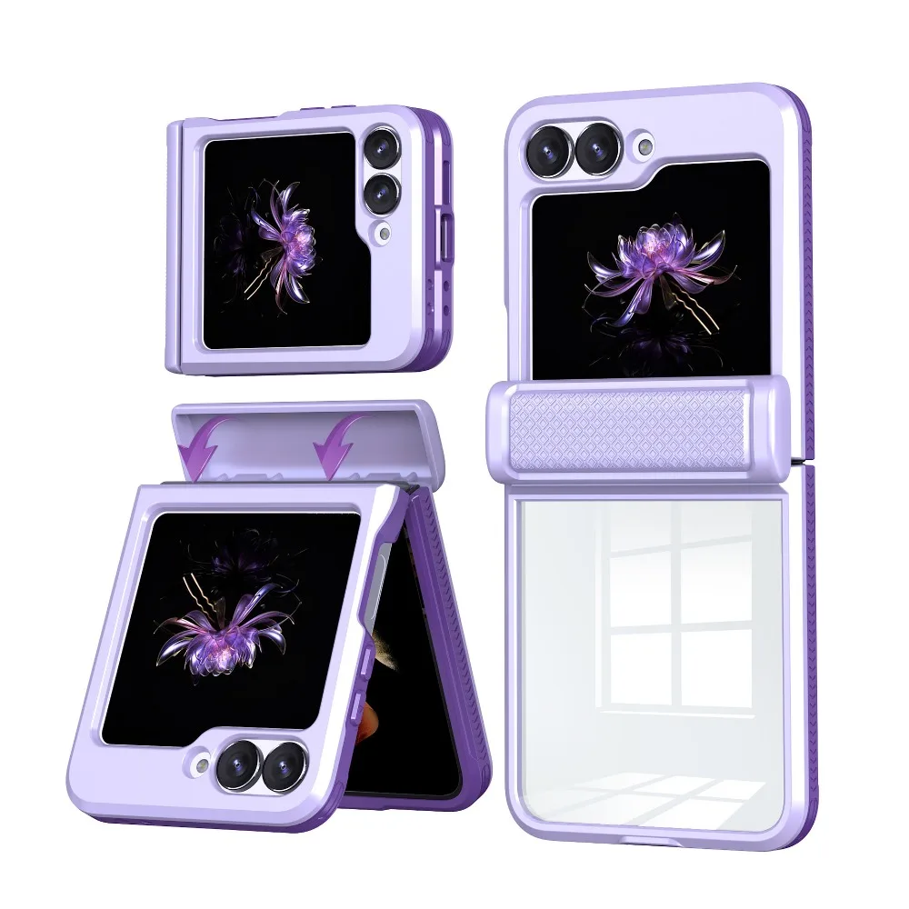 Transparent Phone Case with Hinge Protection For Samsung Z Flip 6 5 Flip6 Flip5 5G Shockproof Clear Acrylic Protective Cover