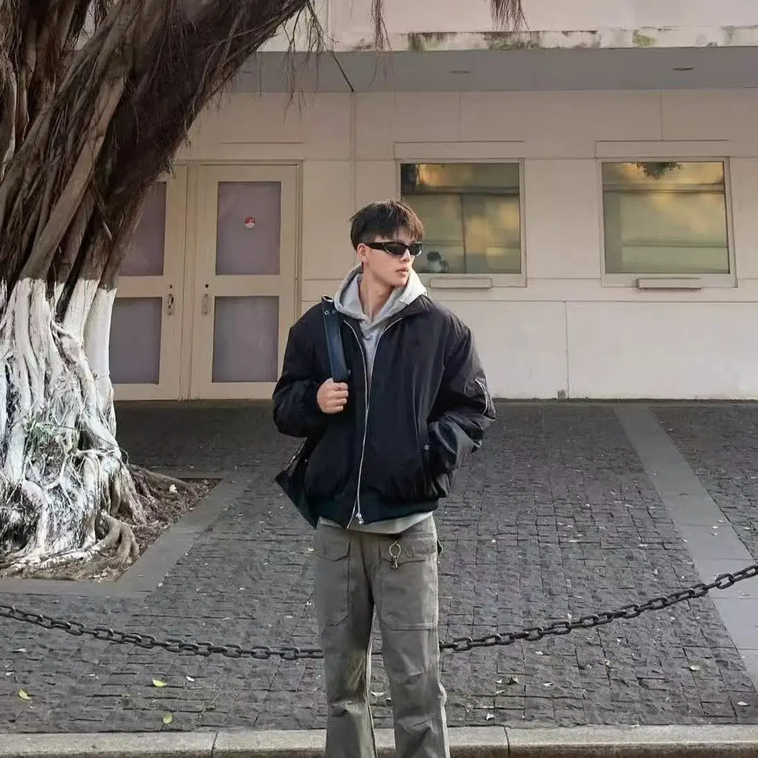 

Мужская куртка Street Sle, большие размеры 300, цветная куртка, осень-зима, винтажный дизайн, универсальная длинная молния, полиэстер