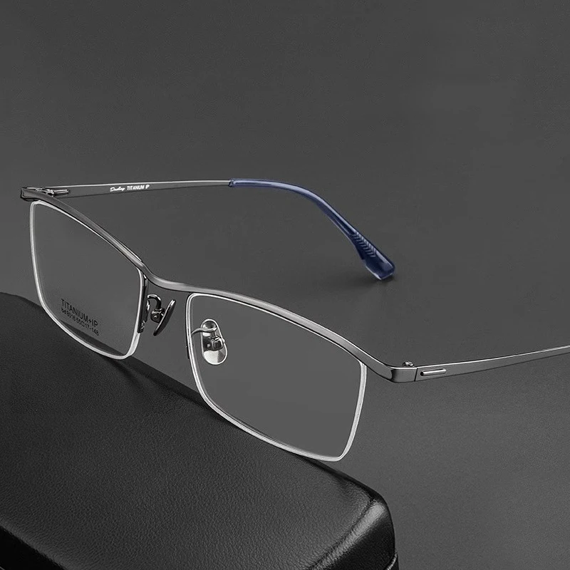 

Titanium Reading Glasses Men Business Luxury Vintage Half Rim Eyeglasses Frames Male Prescription Myopia Glasses 75 175 275 325