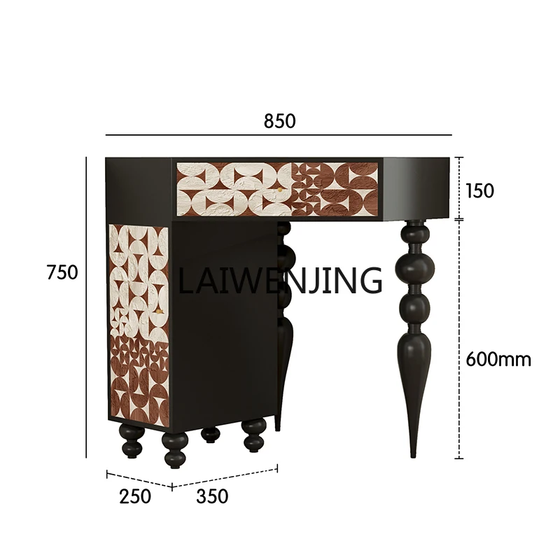 

MJY solid wood corner cabinet light luxury triangular makeup table black dressing table bucket cabinet
