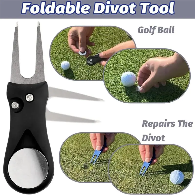 HOTB72A Golf Club Cleaner Towel 7Pcs Accessories Kit Includes Ball Bag Divot Tool Score Counter Range Chart Card Tee Elevator