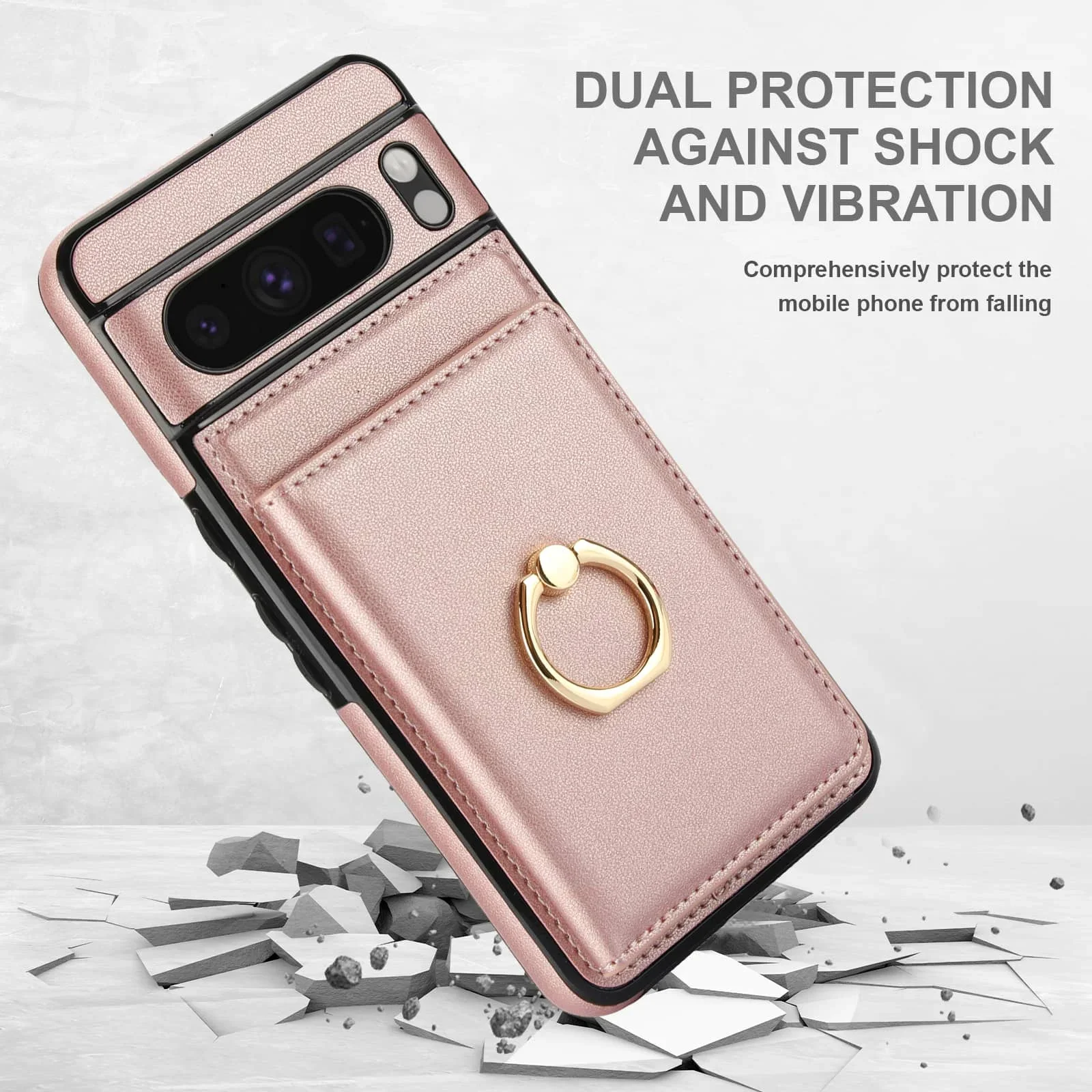 Wallet Case with Card Holder, 360° Rotation Ring Kickstand Magnetic Clasp Shockproof Cover for Google Pixel 9 Pro XL/9/9 Pro