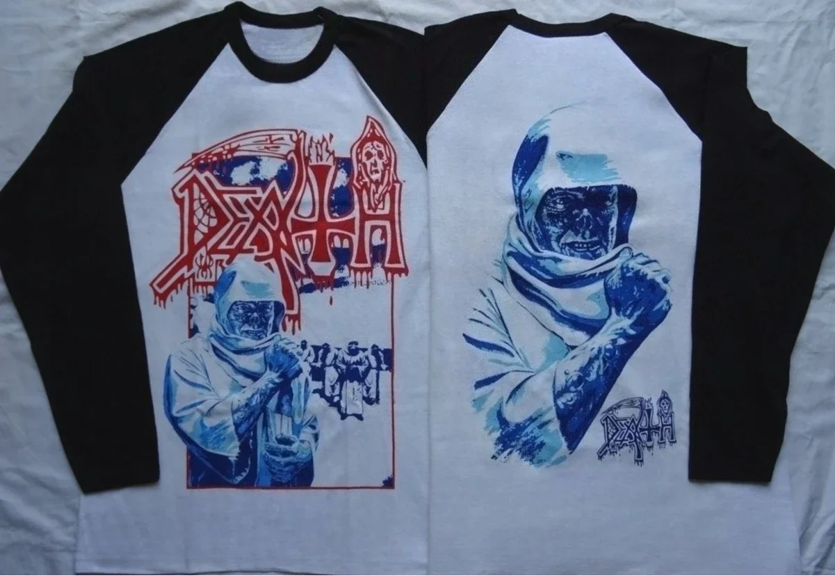 Unisex Style Legendary Metal Band Death Retro 3D Printed Long Sleeved T-shirt Street Skeleton Dark Harajuku Men Clothing Y2k