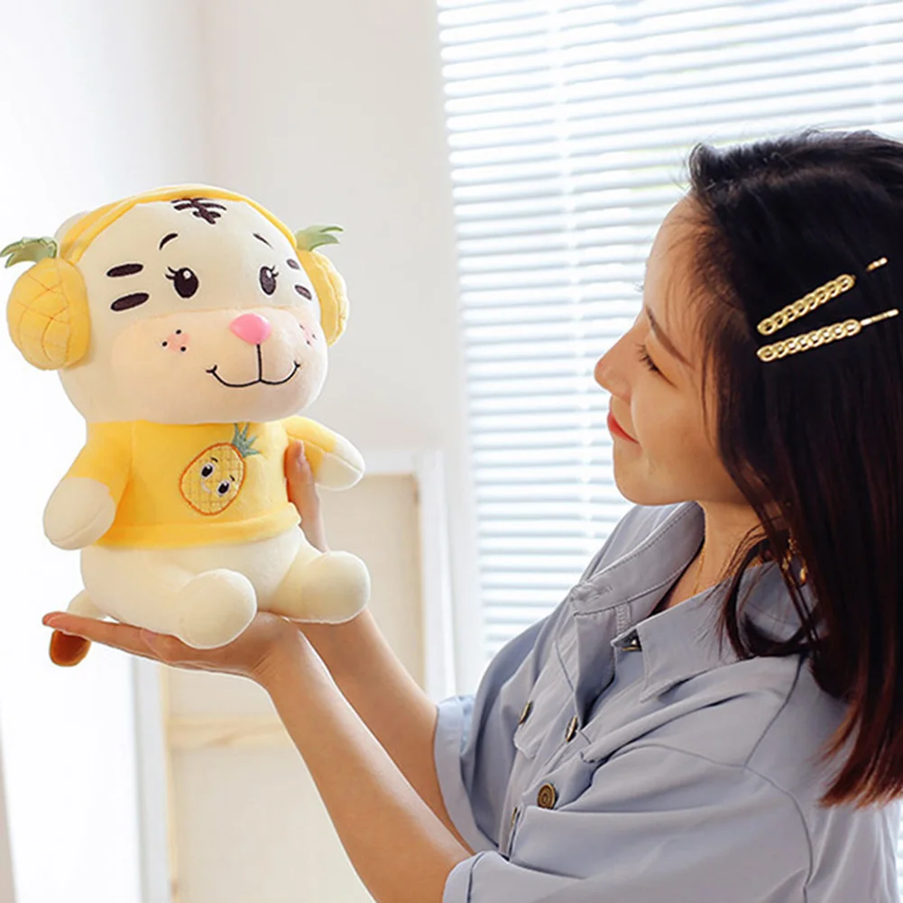 سماعة الرأس النمر القطيفة مع نسخة Q ألعاب حيوانات محبوبة لعبة وسادة النوم #4