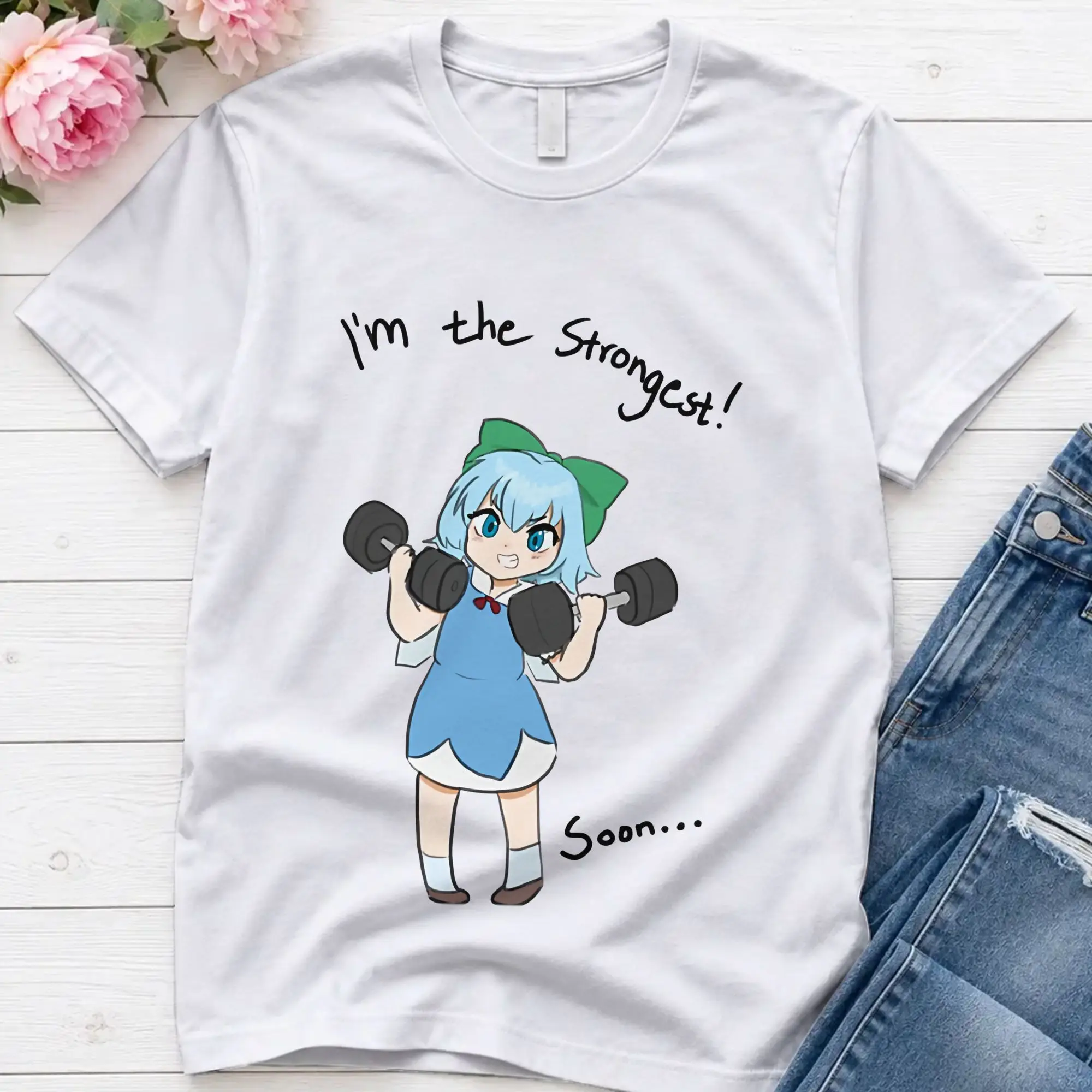 Vintage T-Shirt Summer Cirno Fitness  Fashion T Shirts Touhou Project 100% Cotton Tee Shirt for Men Y2K Basic Plus Size Tees