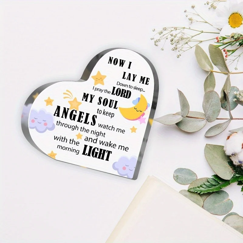 CIFBUY Acrylic Wall Decor Heart Cross Angel Design Christian Baptism Communion Keepsake Gift Home Living Room Decor Art