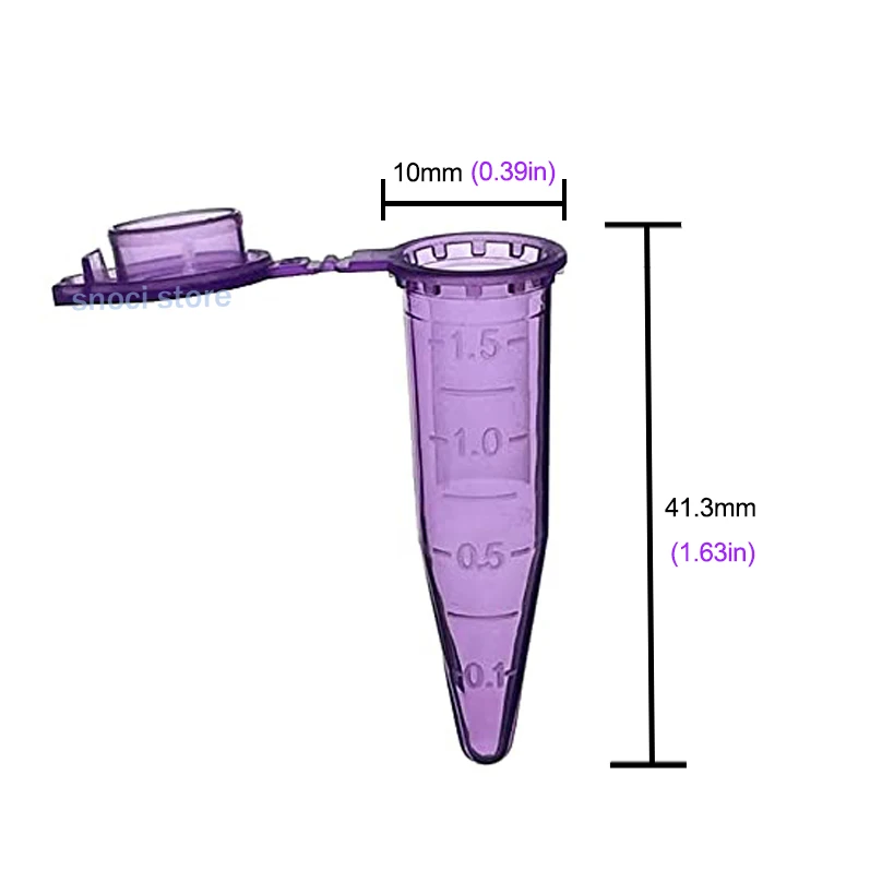 1,5 ml Mikrozentrifugenröhrchen, abgestufte Mikro-Reagenzgläser mit Schnappverschluss, EP-Kreiselröhrchen, Mikroröhrchen-Probenfläschchen für das Labor, 500 Stück – Detail 4