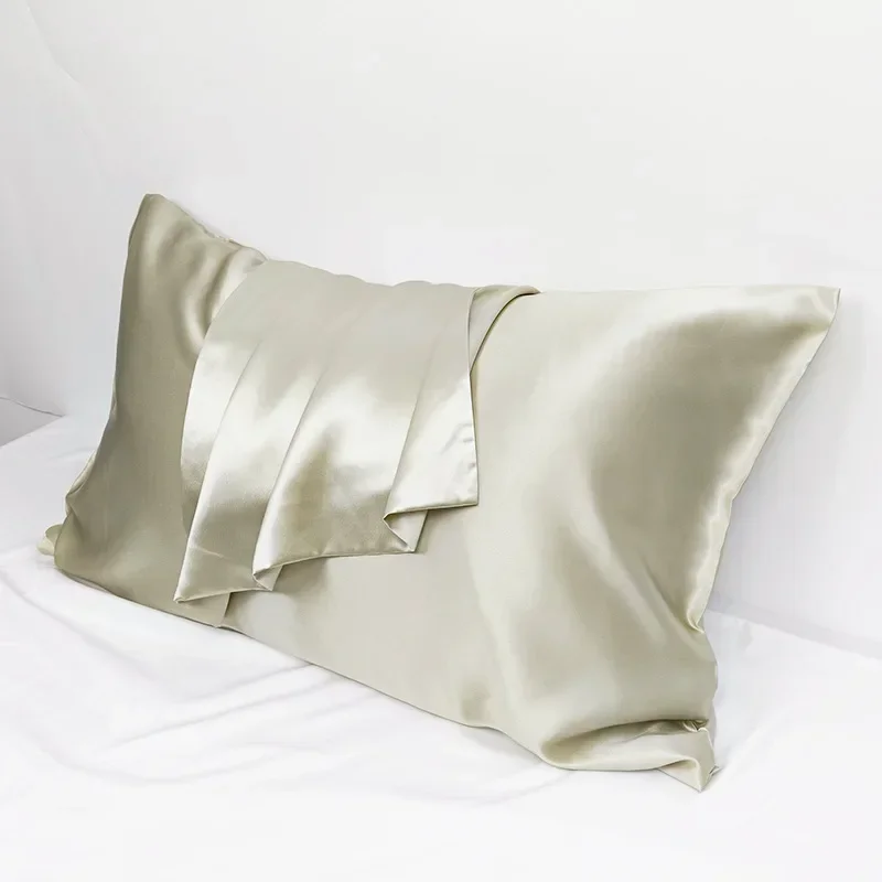 Solid Color 19MM Smooth Silk Envelope Pillow Cover Comfortable Double-sided Silk Crepe Plain Pillowcase 9 Colors SC017