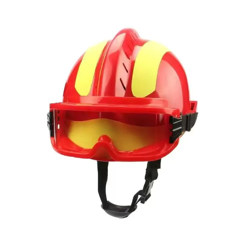 Safety Rescue Helmet Fire Fighter Protective Glasses Safety Helmets Workplace Fire Protection Hard Hat With Headlamp & Goggles