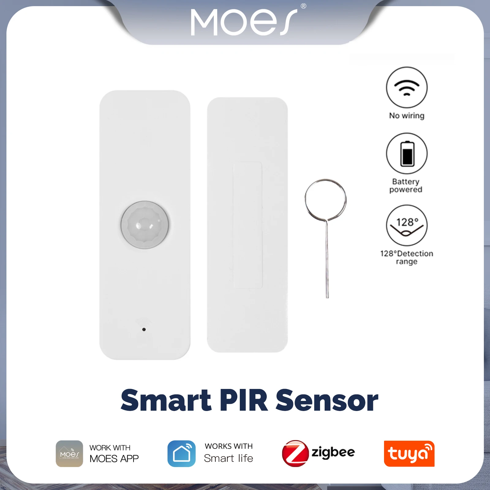 

MOES Tuya WiFi/ZigBee Smart PIR Sensor Human Body Infrared Motion Detector Home Security Scene Linkage Automation Battery Power