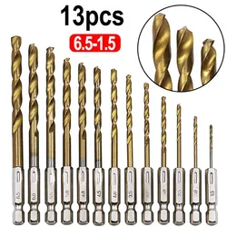 13pcs British system hexagonal handle Titanium plating drill bit electric drill screwdriver hole drilling air screwdriver tool