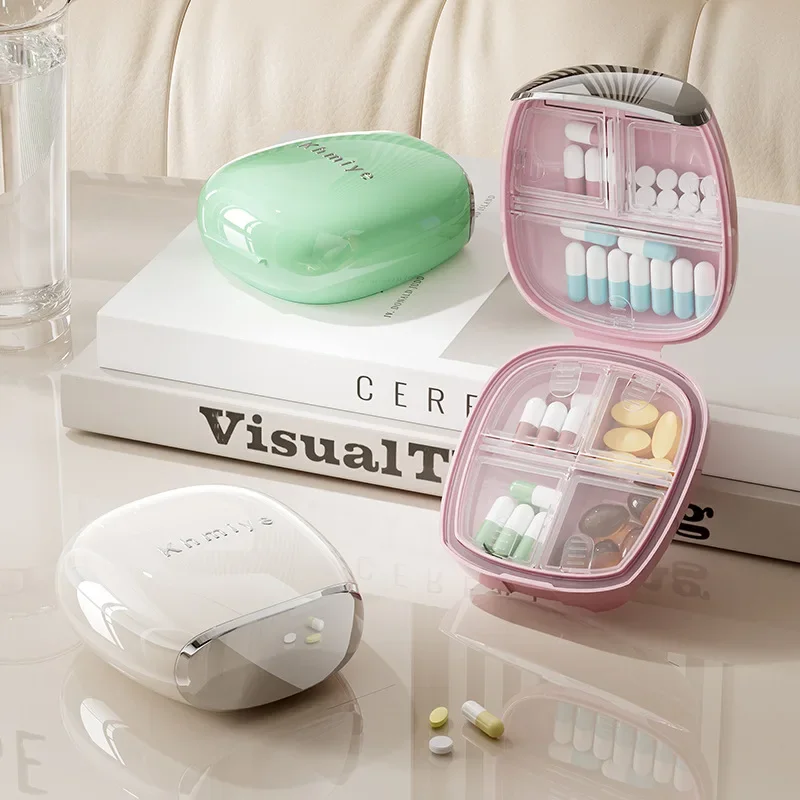 Mini Portable Medicine Box Daily Pill Organizer Three Meals Home Use Carry-On Weekly Seven Days Drug Container with Reminder