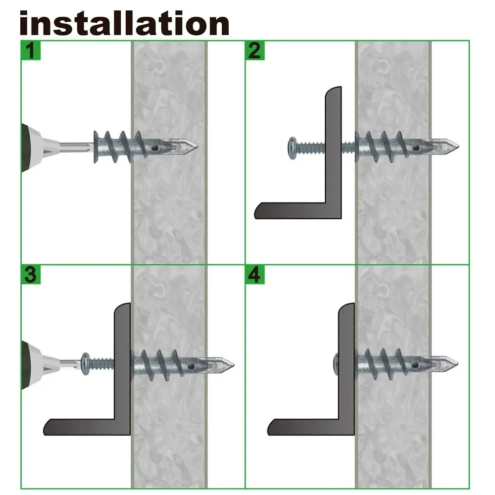 Hollw Wall Plasterboard Anchor Zinc Alloy Drywall Self-drilling Anchors E8/13*41mm #8*1-1/4 Tapping Screw