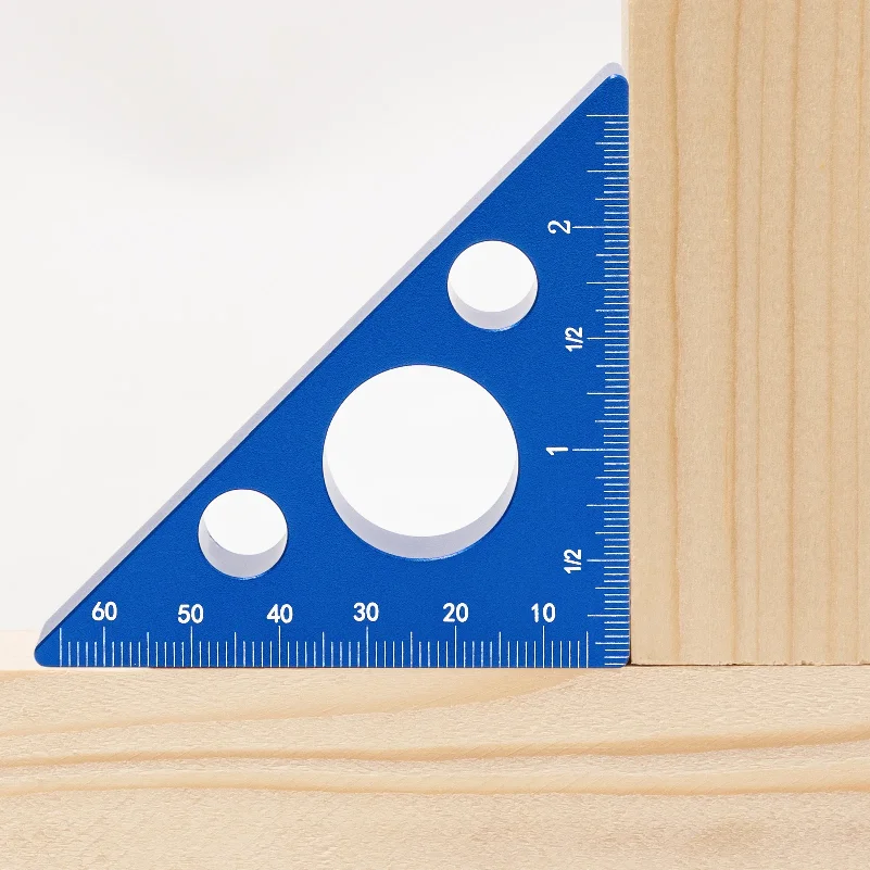 1pc Triangle Ruler, 45/90 Degree Metric Scale, Precision Angle Ruler, Aluminum Alloy Thickened Height Ruler, Multifunction Woodw