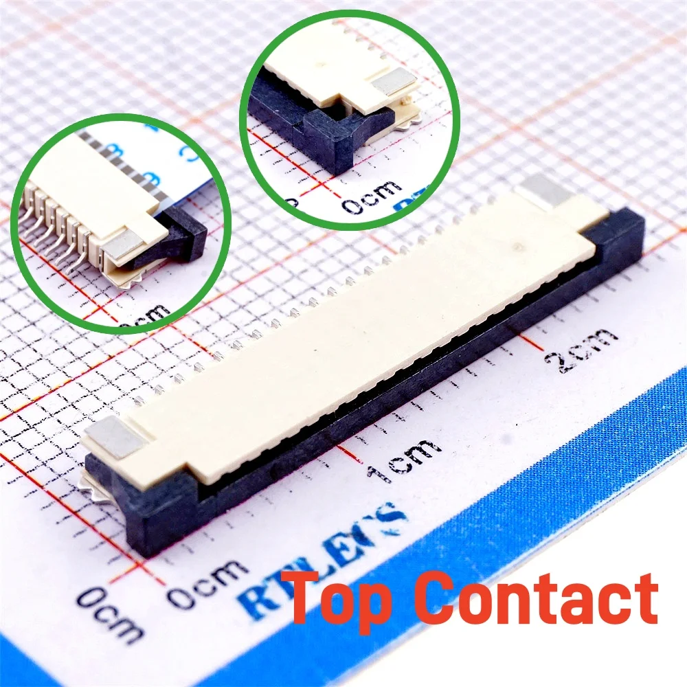 5Pcs FPC Connector 1.0 mm Pitch 4 5 6 7 8 9 10 11 12 14 15 16 20 25 26 28 30 34 36 40 Pin Bottom Under Top Contact SMD / SMT ZIF