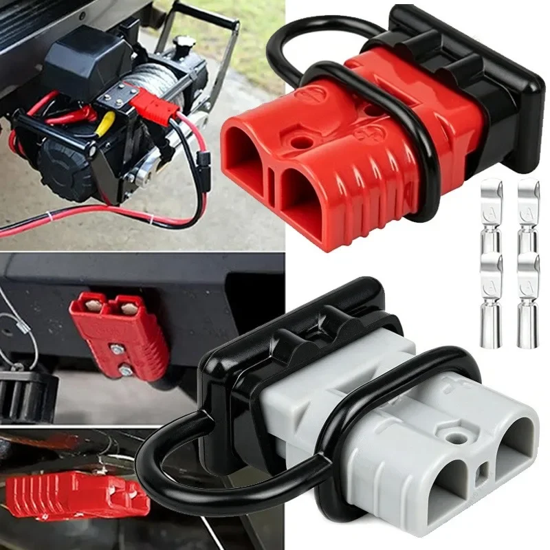 2Pin Battery Quick Connector 50A 600V 6-12 AWG High Current Fireproof Dust Cover Quick Disconnect for Car EV RV Electrical Parts