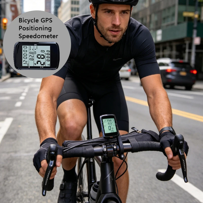 1 ordinateur de vélo sans fil GPS, écran LCD 2,4 pouces, compteur de vitesse et d'odomètre, rétroéclairage automatique, arrêt automatique, étanche IPX7