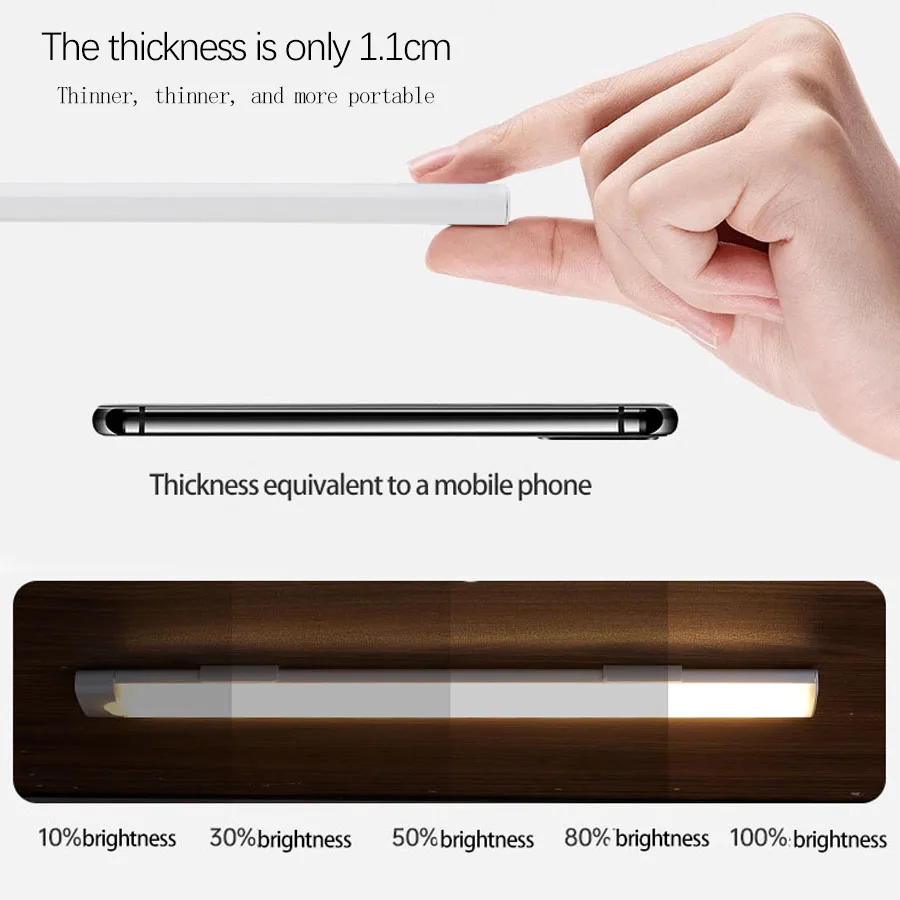 LED Motion Sensor Light Wireless LED Night Light TypeC USB  Rechargeable Cabinet Light  Wardrobe Lamp For Kitchen/Desk