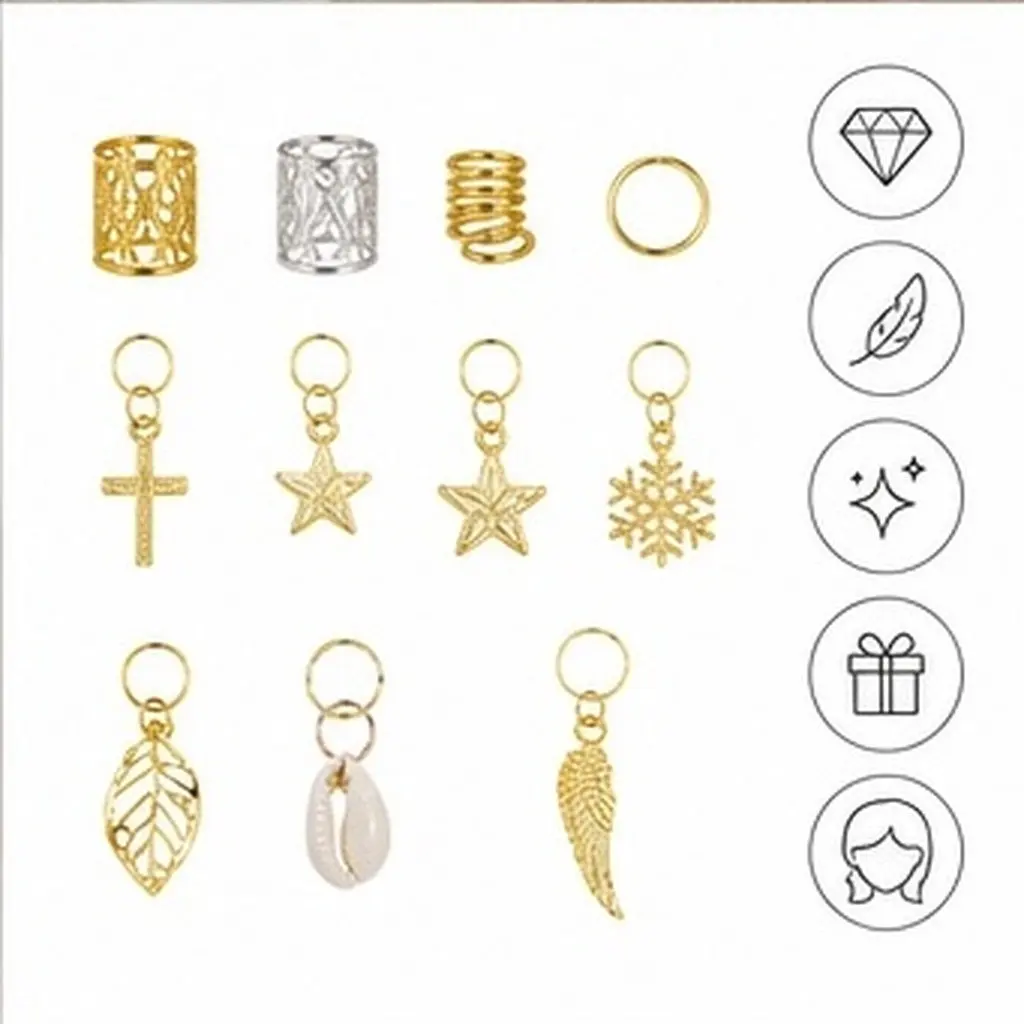 140Pcs Metal Hair Cuffs Hollow-Out Dreadlock Rings Lightweight Hair Braid Clips Accessories Hollow-Out Dreadlocks 6