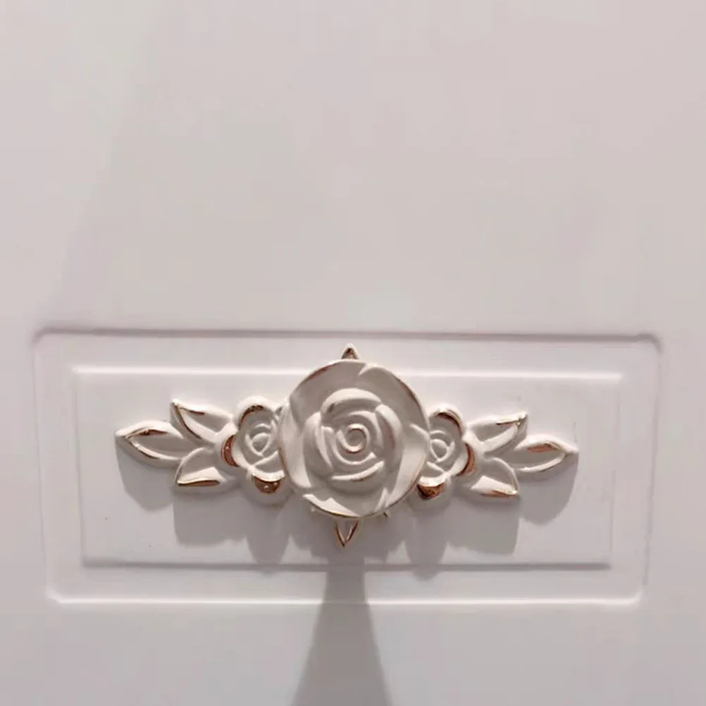 

Euro Rose Door Handle Ivory White Cabinet Pulls Sturdy Floral Knobs for Wardrobe Drawer Door Replacement Decorative Hardware