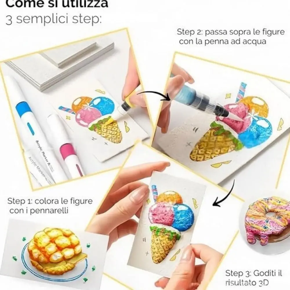 빈 그림 종이 DIY 마법 퍼프 페인트 스펀지 질감 이젤 포함 3D 드로잉 마법 캔버스 수공예 폼 질감 3D 효과