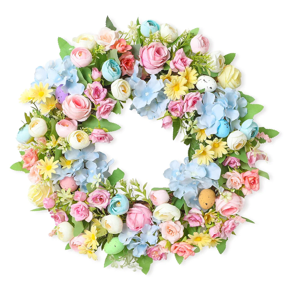 Couronne de pivoines de Pâques - Décoration murale de porte artificielle pour le printemps, fleurs artificielles réalistes pour la fête de Pâques, cadeau de fête pour la maison pour les femmes