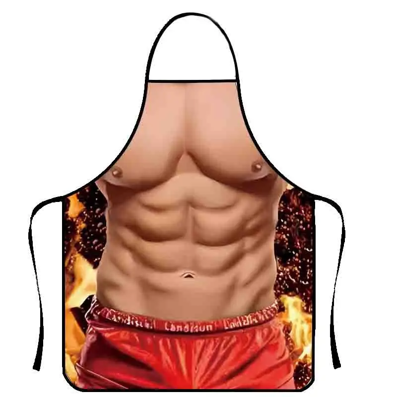 Muscle Man Theme Apron, Stain-Resistant & Oil-Proof, BBQ & Cooking Specialized Apron
