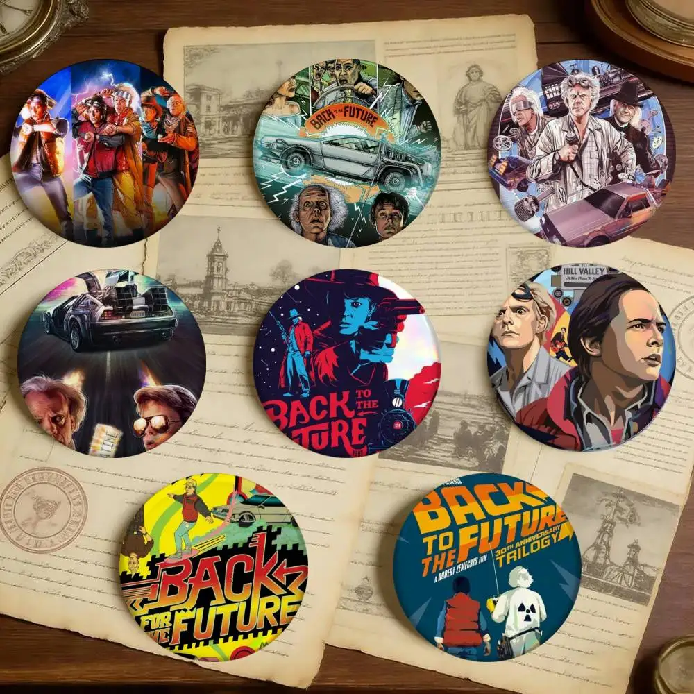 B-Back To The Future Badges 25 32 44 58 75 Mm Round Cosplay Pin Bag Decor Fans Collect Friends Gifts Brooch Souvenir