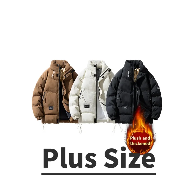 

scandinavian Winter Plus Size Thickened Cotton-Padded Jacket Coat，Men's Autumn and Winter Thickened Fleece Warm Stand Collar Cot
