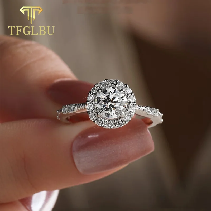 

TFGLBU 1CT Moissanite Fame Flower Ring For Women S925 Silver Elegant Lab Diamond Engagement Wedding Band Fine Jewelry Certified
