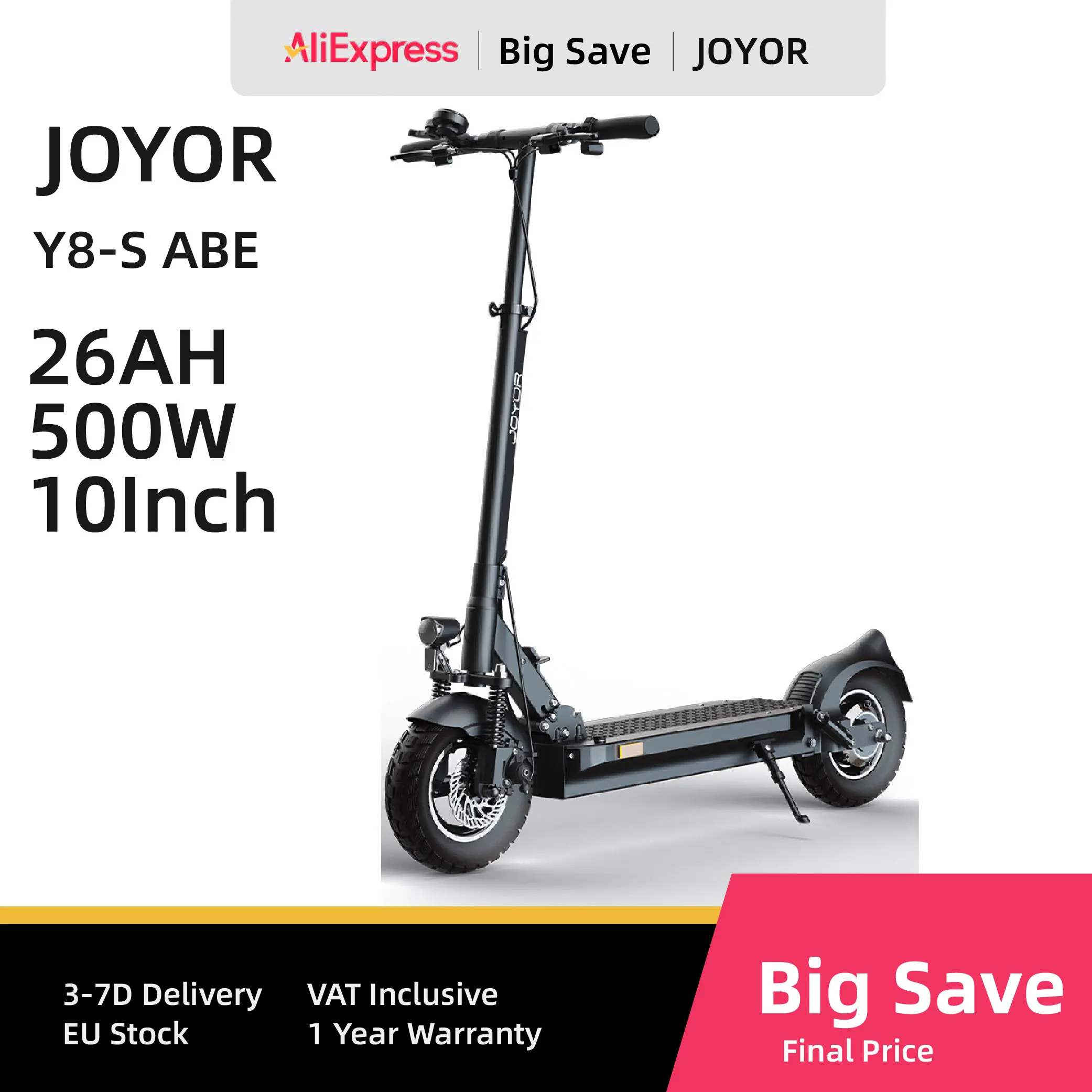 JOYOR Y8-S (ABE) EScooter per adulti E-Scooter Pneumatico da 10 pollici Motore da 500 W Batteria 48V26AH Scooter elettrico pieghevole da città