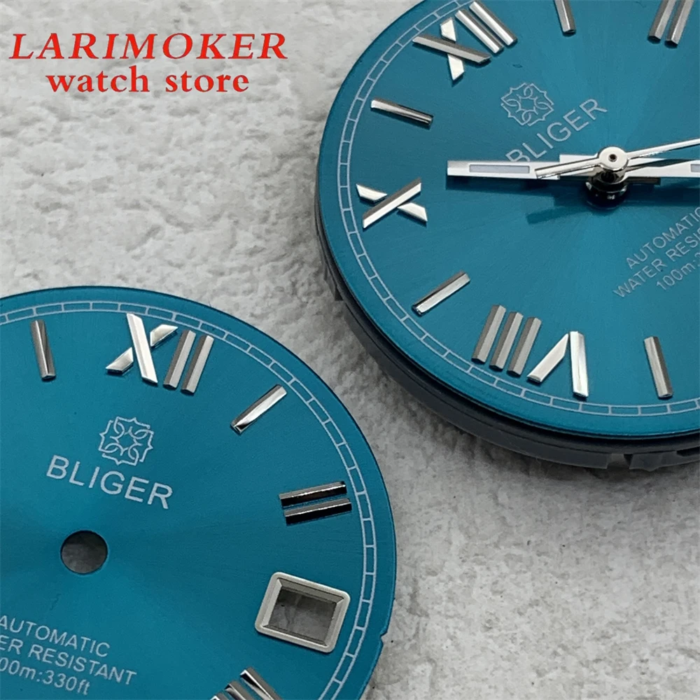BLIGER 29mm blue Sun dial, Roman numeral dial for NH35 NH36 movement watch modification accessories