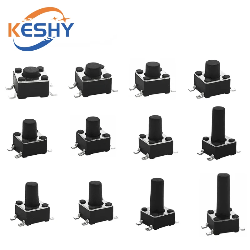 50PCS 4.5X4.5 Push Button Switch SMD 4.5X4.5X3.8 Light Touch Switch 4.5*4.5*4.3/5/6/7/8/9/10/11/12/13MM The Power Switch 4Pins