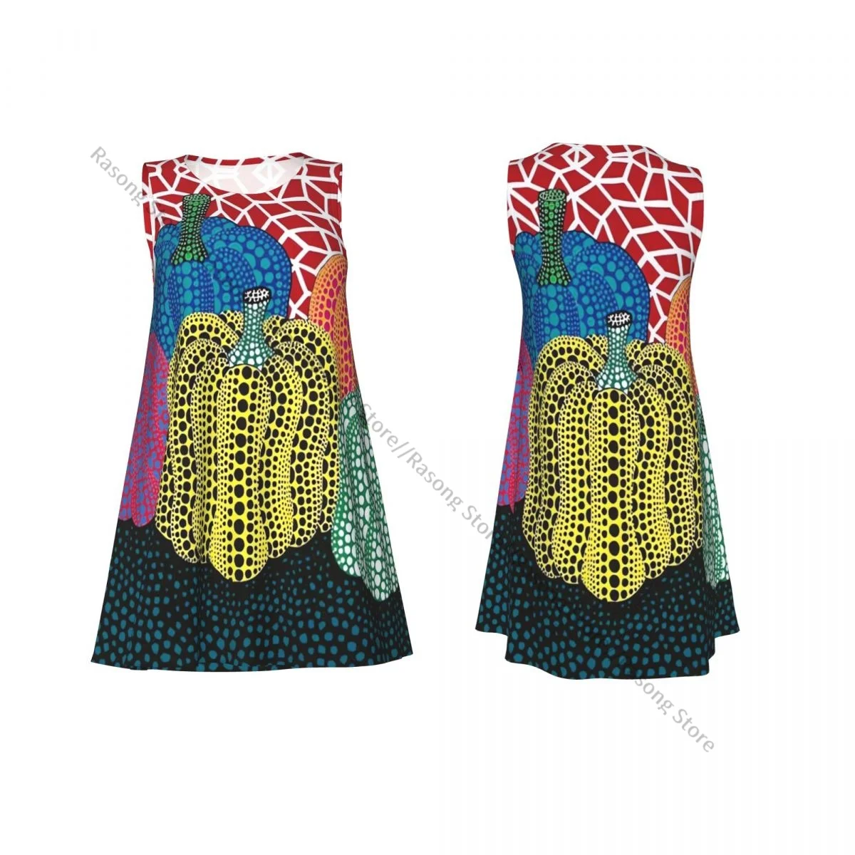 Vestido de chaleco de verano para mujer Yayoi Kusama pintura abstracta vestidos femeninos sin mangas