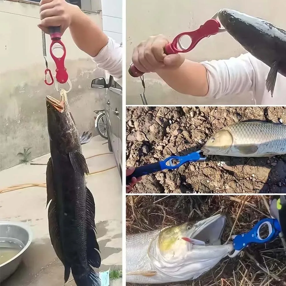 

Fishing Tools Aluminum Alloy Fishing Lip Grip EVA Long Handle Fish Controller with Lanyard Anti-lost Fishing Beak Grip Gear Hook