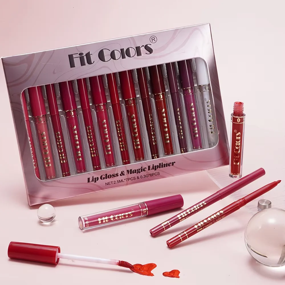 13 色演色リップグロスセット長持ち防水性と耐汗性リップメイクアップと化粧品を簡単に適用できます