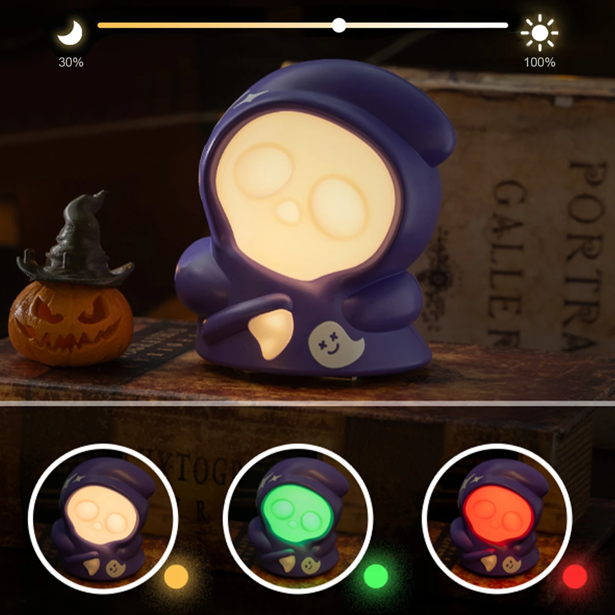 Luz Led nocturna creativa, lámpara de fantasma de Halloween, luces decorativas, recargable, portátil, Grim Reaper, juguete, regalos para niños, juguetes de ambiente